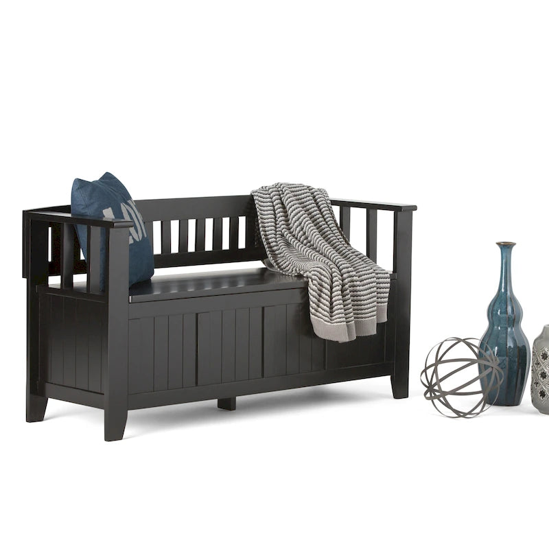 Banc de rangement en bois massif de 48 pouces pour entrée