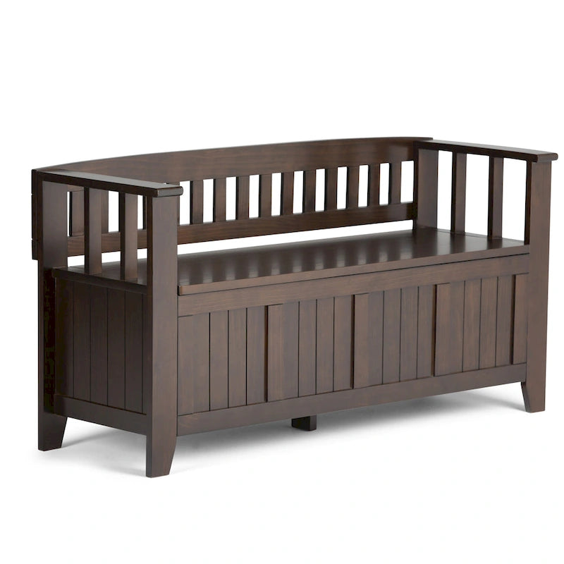 Banc de rangement en bois massif de 48 pouces pour entrée
