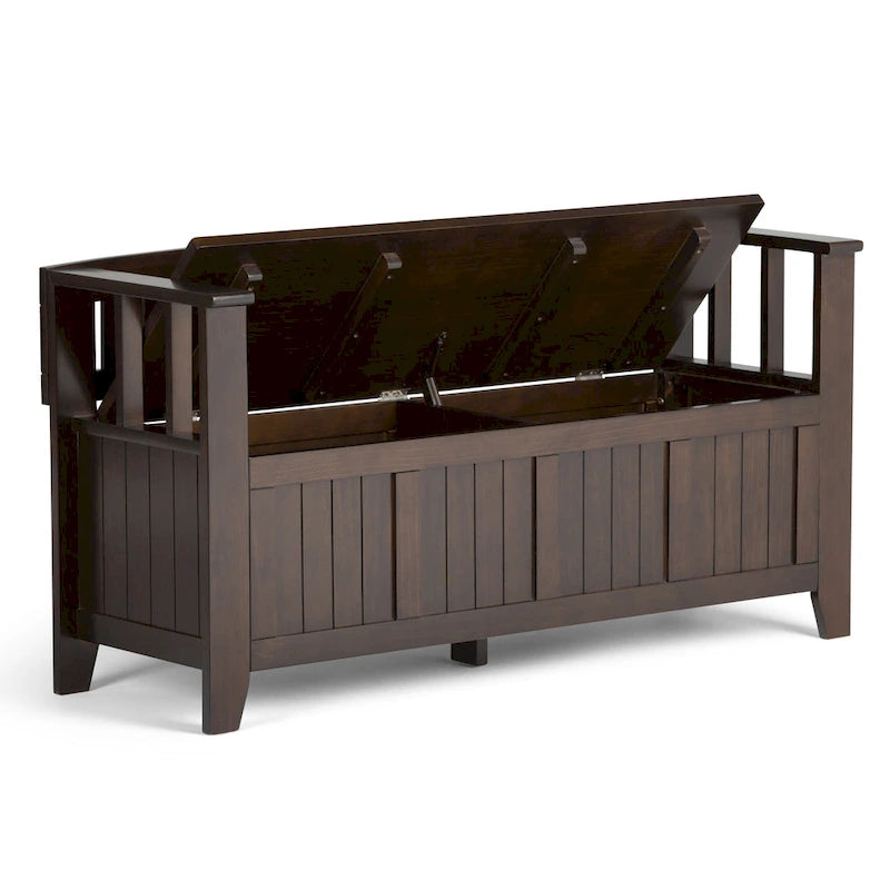 Banc de rangement en bois massif de 48 pouces pour entrée