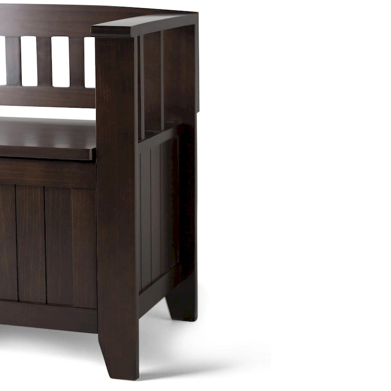 Banc de rangement en bois massif de 48 pouces pour entrée