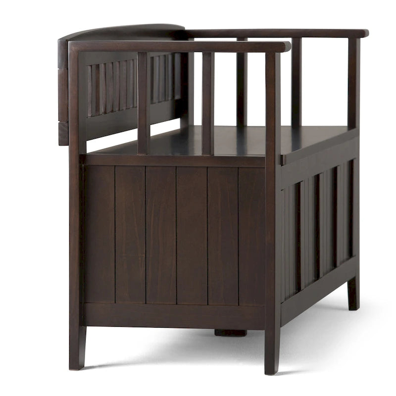 Banc de rangement en bois massif de 48 pouces pour entrée