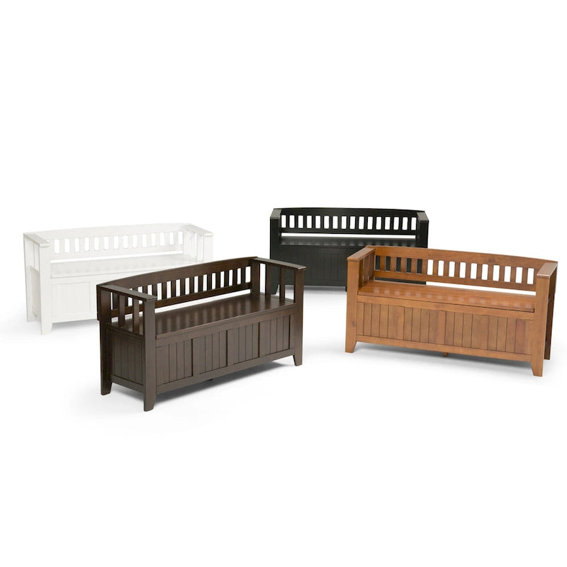 Banc de rangement en bois massif de 48 pouces pour entrée