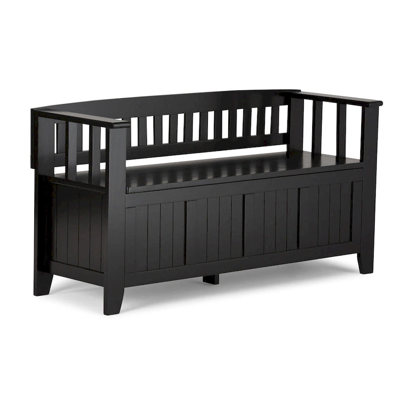 Banc de rangement en bois massif de 48 pouces pour entrée