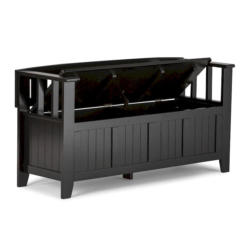 Banc de rangement en bois massif de 48 pouces pour entrée