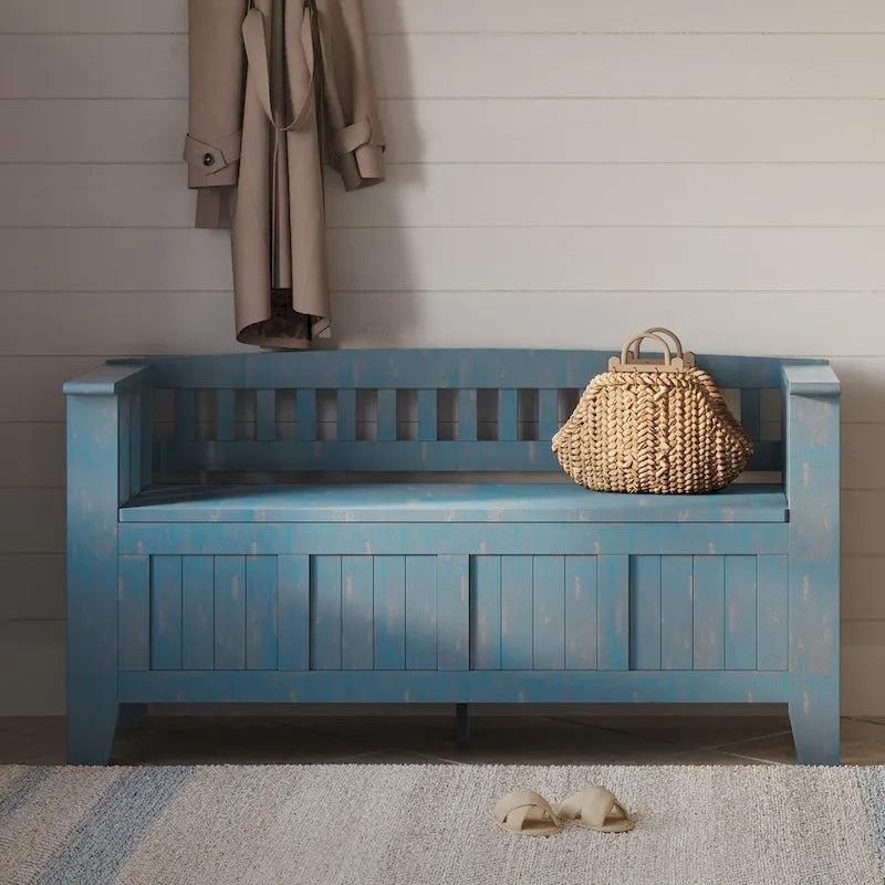 Banc de rangement en bois massif de 48 pouces pour entrée