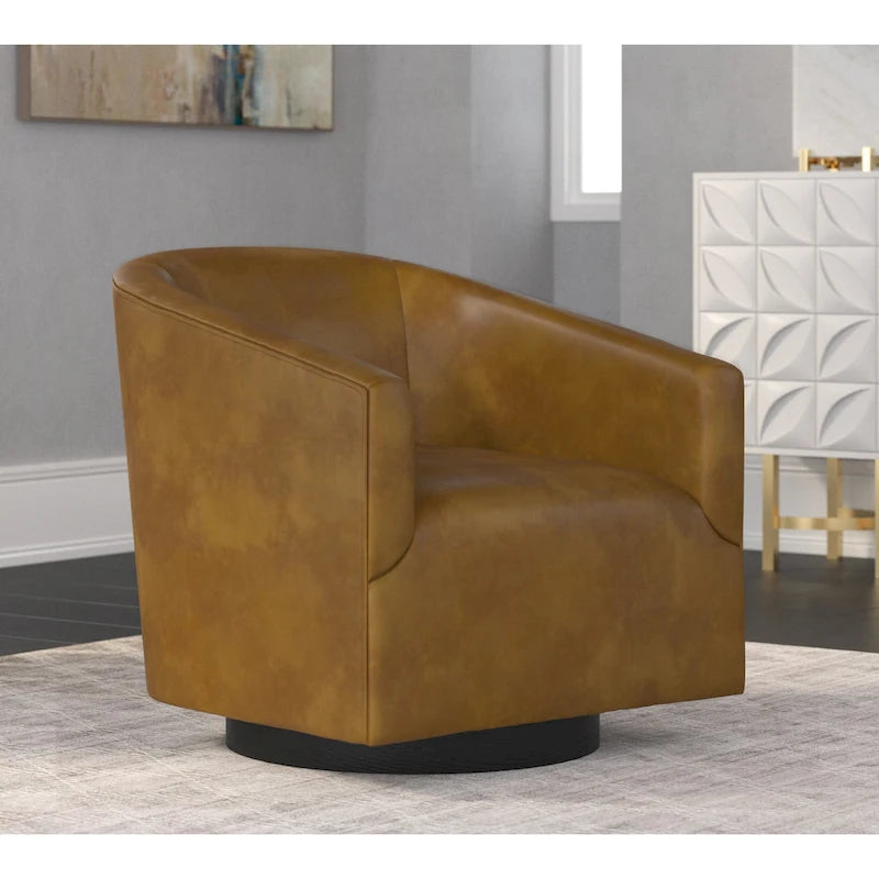 Fauteuil pivotant à base en bois par