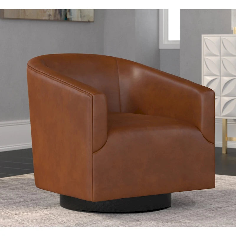 Fauteuil pivotant à base en bois par