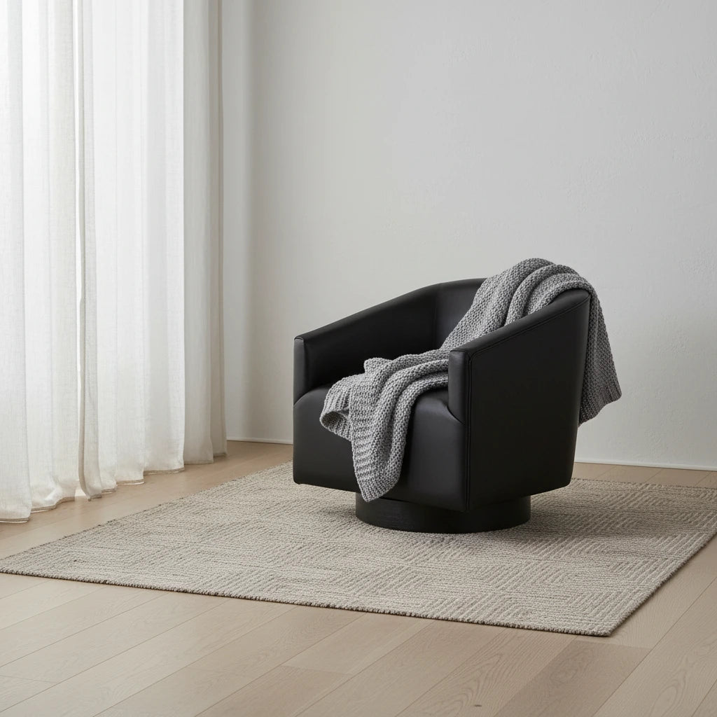 Fauteuil pivotant à base en bois par