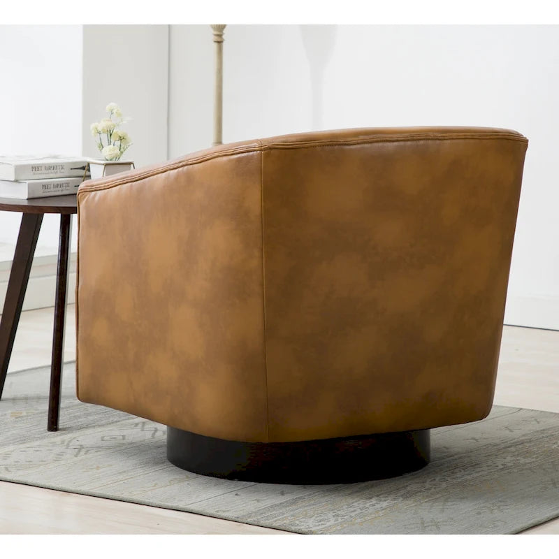Fauteuil pivotant à base en bois par