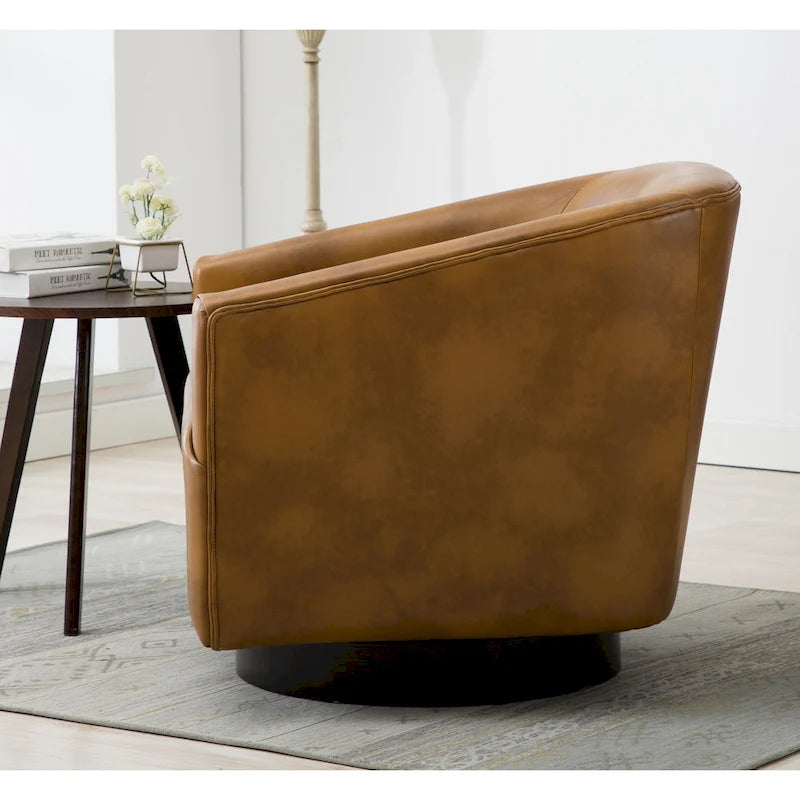 Fauteuil pivotant à base en bois par
