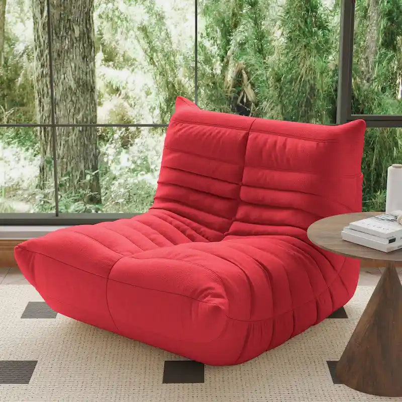 Fauteuil une place en tissu Teddy, type pouf