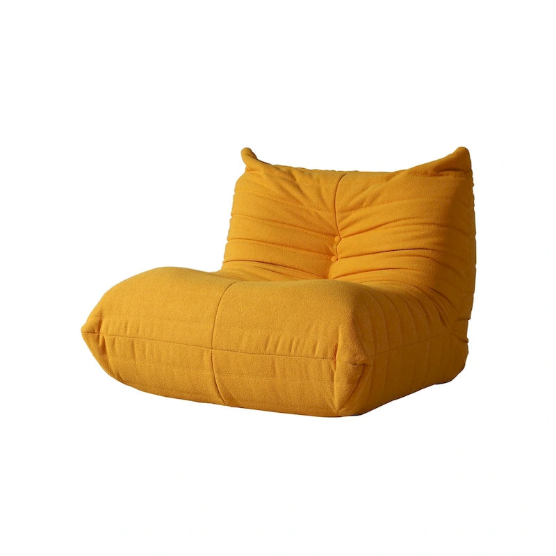 Fauteuil une place en tissu Teddy, type pouf