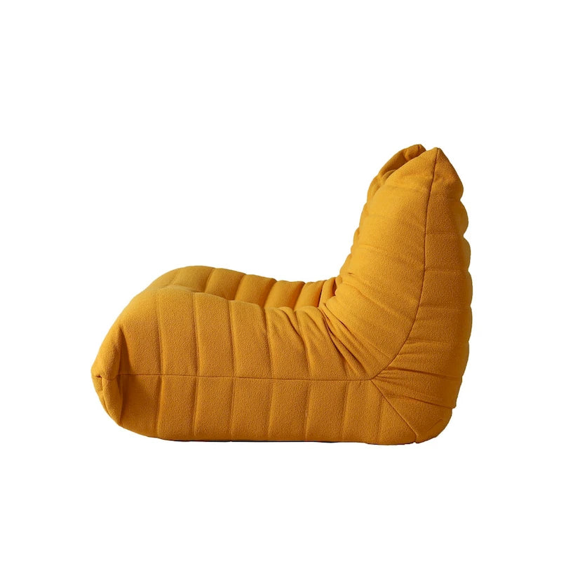 Fauteuil une place en tissu Teddy, type pouf