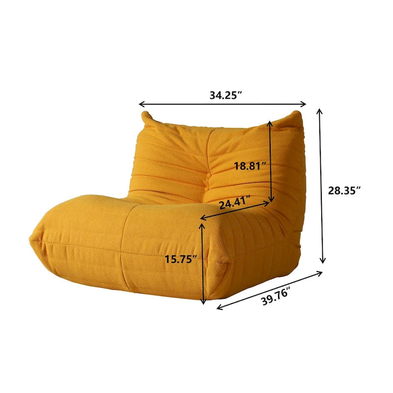 Fauteuil une place en tissu Teddy, type pouf