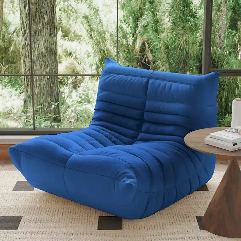 Fauteuil une place en tissu Teddy, type pouf