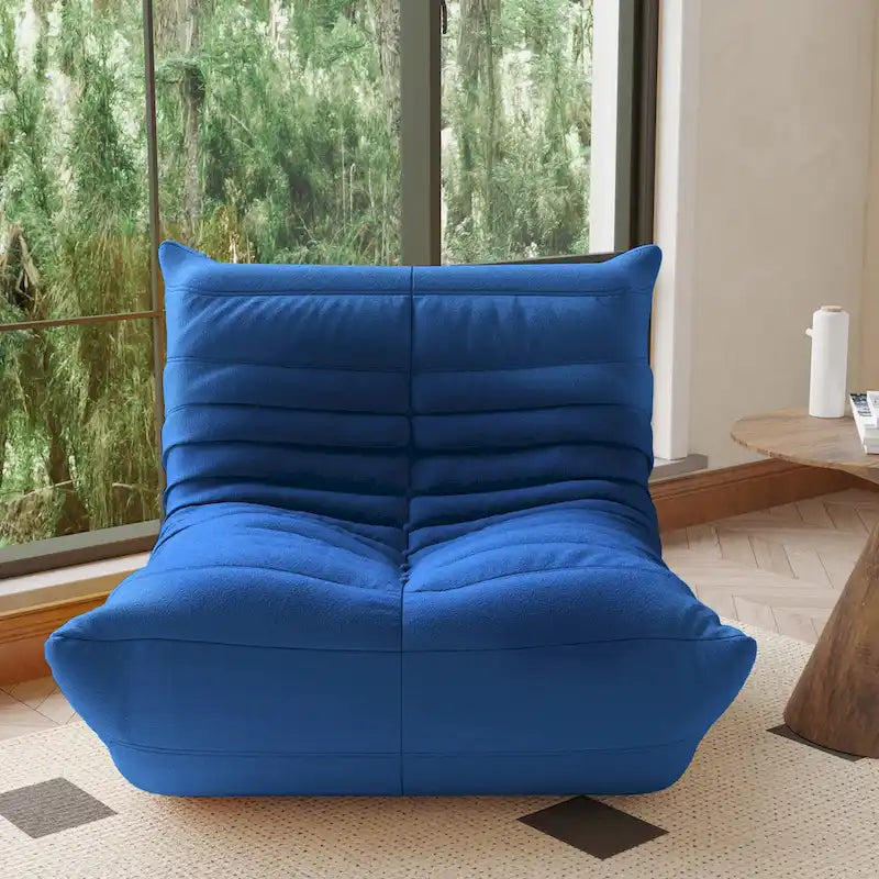 Fauteuil une place en tissu Teddy, type pouf