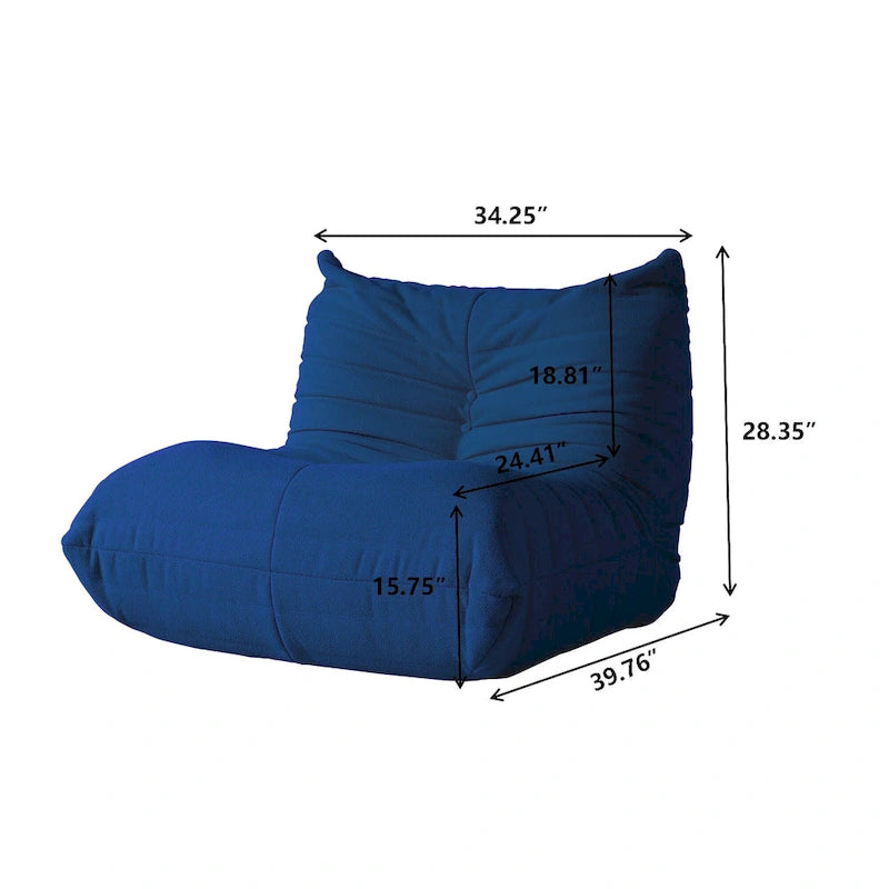 Fauteuil une place en tissu Teddy, type pouf