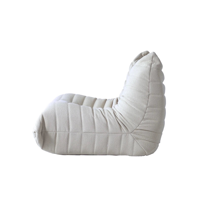 Fauteuil une place en tissu Teddy, type pouf