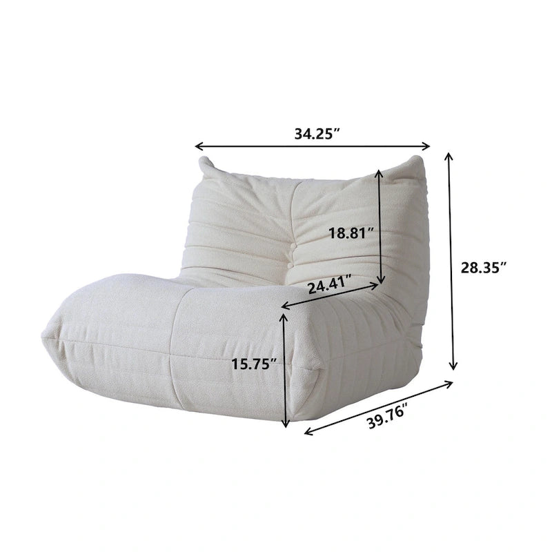 Fauteuil une place en tissu Teddy, type pouf