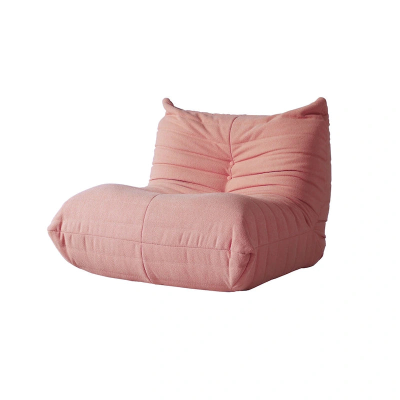 Fauteuil une place en tissu Teddy, type pouf