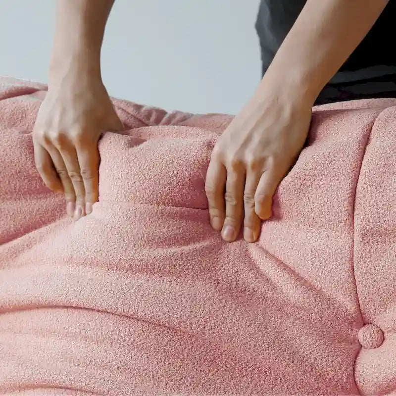 Fauteuil une place en tissu Teddy, type pouf