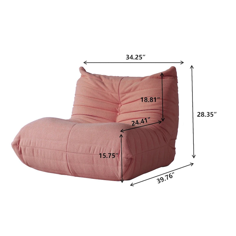 Fauteuil une place en tissu Teddy, type pouf