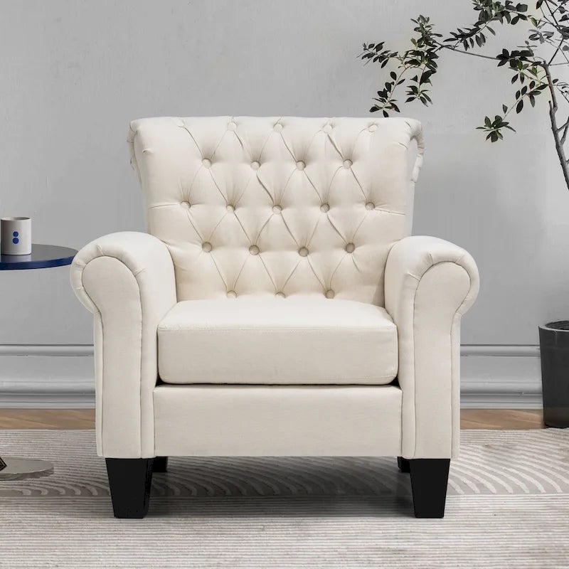 Fauteuil Club Confortable Fauteuil Simple d'Intérieur avec Accoudoirs et Assise Rembourrée
