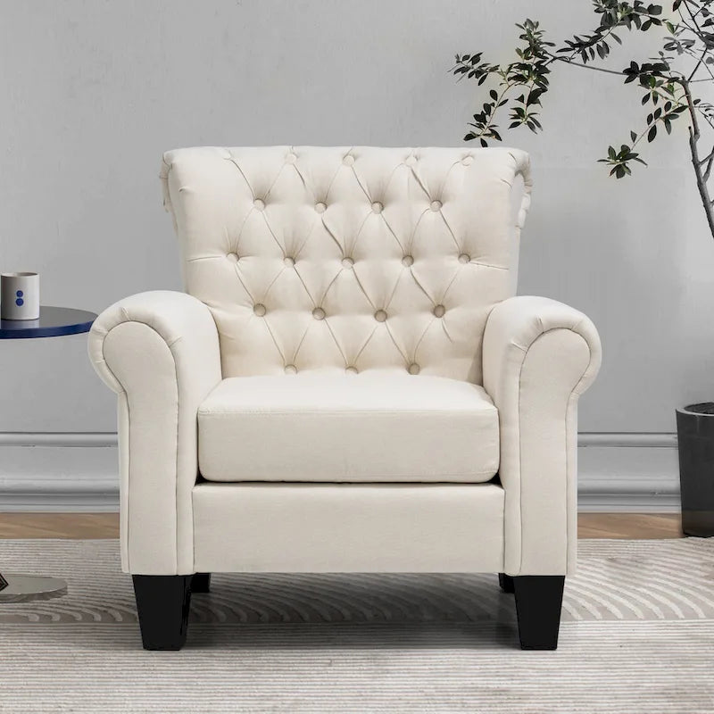 Accent Club Chair Comfortable Single Sofa Chair Indoor Seating with Arms & Padded Seat