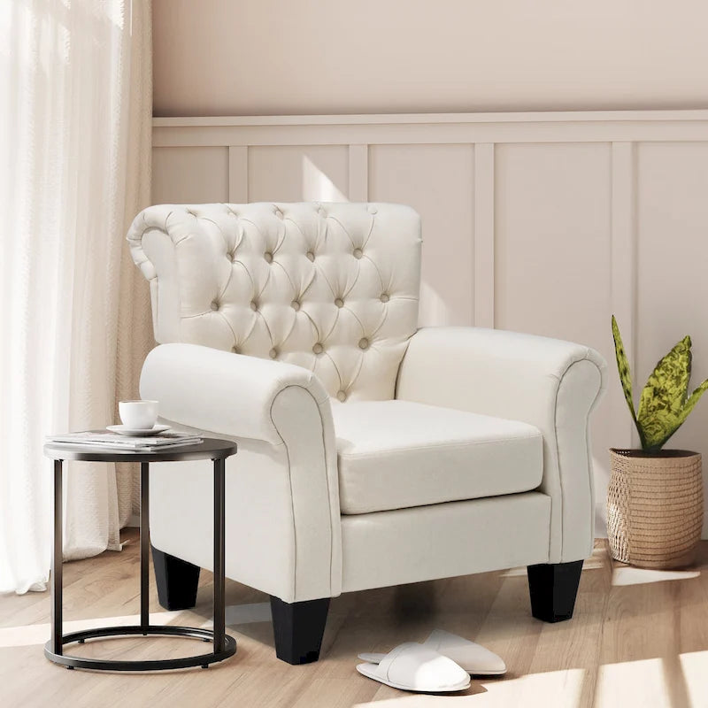 Fauteuil Club Confortable Fauteuil Simple d'Intérieur avec Accoudoirs et Assise Rembourrée
