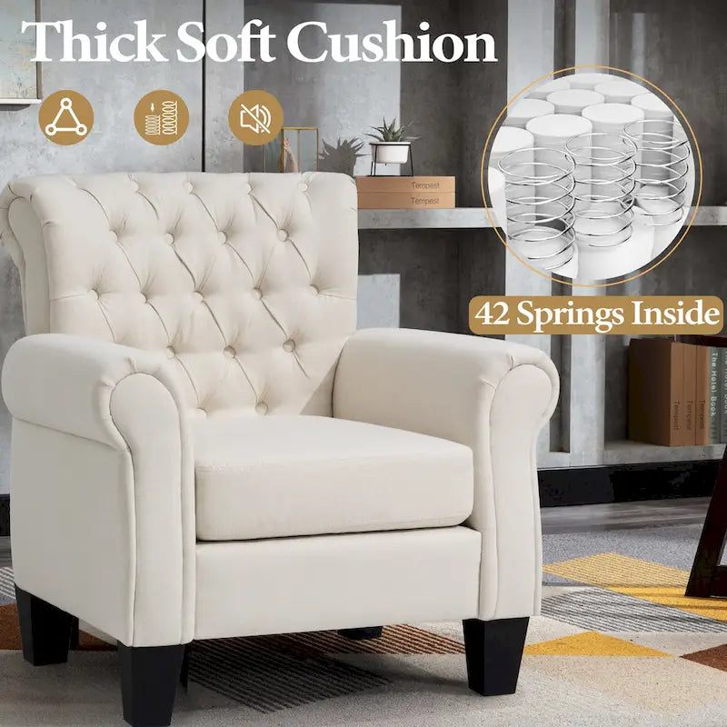 Fauteuil Club Confortable Fauteuil Simple d'Intérieur avec Accoudoirs et Assise Rembourrée