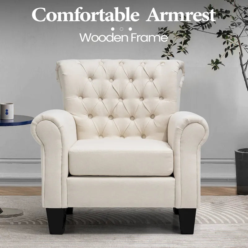 Fauteuil Club Confortable Fauteuil Simple d'Intérieur avec Accoudoirs et Assise Rembourrée