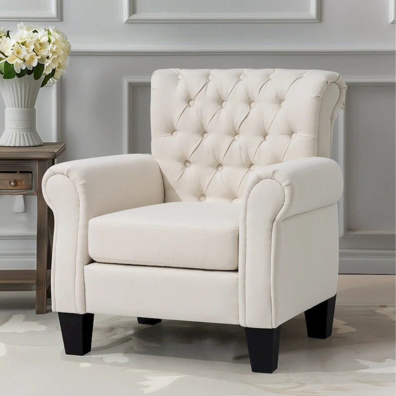 Fauteuil Club Confortable Fauteuil Simple d'Intérieur avec Accoudoirs et Assise Rembourrée