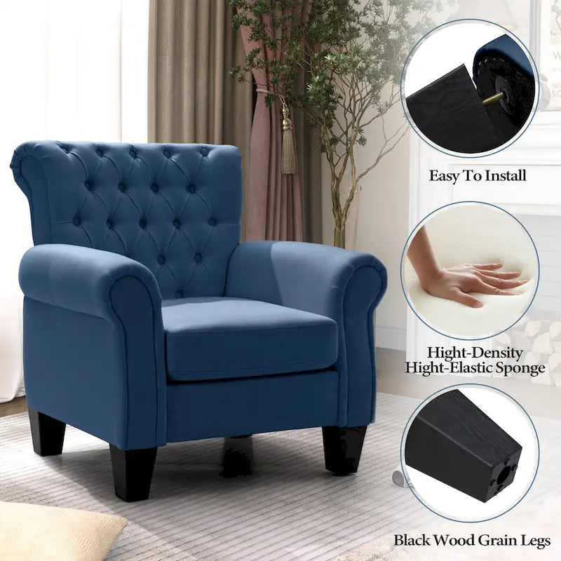 Fauteuil Club Confortable Fauteuil Simple d'Intérieur avec Accoudoirs et Assise Rembourrée