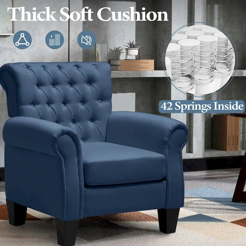 Fauteuil Club Confortable Fauteuil Simple d'Intérieur avec Accoudoirs et Assise Rembourrée