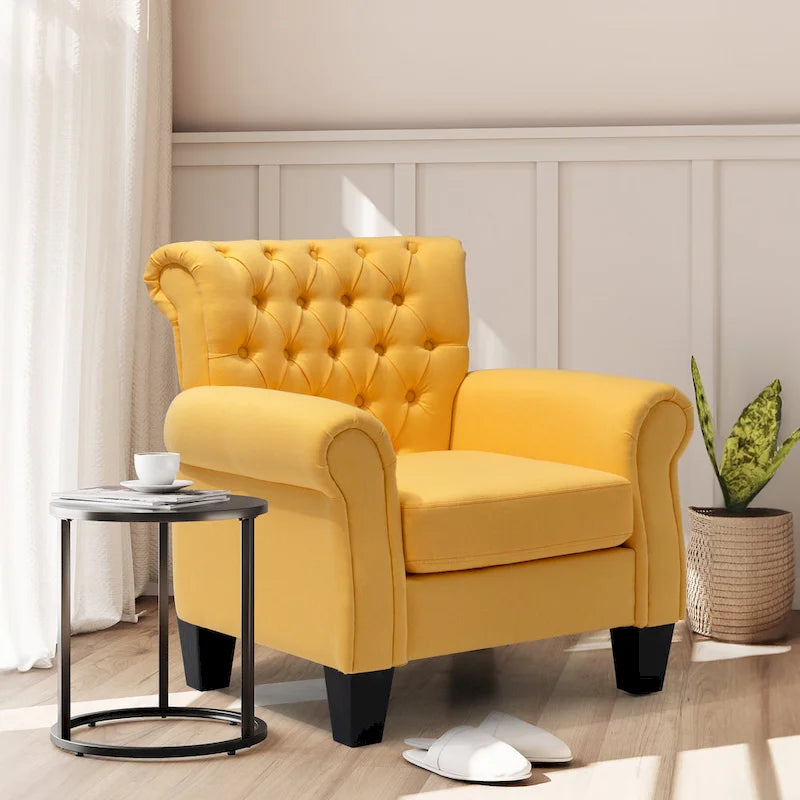 Fauteuil Club Confortable Fauteuil Simple d'Intérieur avec Accoudoirs et Assise Rembourrée