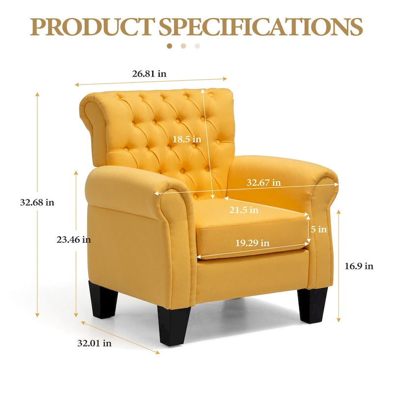 Fauteuil Club Confortable Fauteuil Simple d'Intérieur avec Accoudoirs et Assise Rembourrée