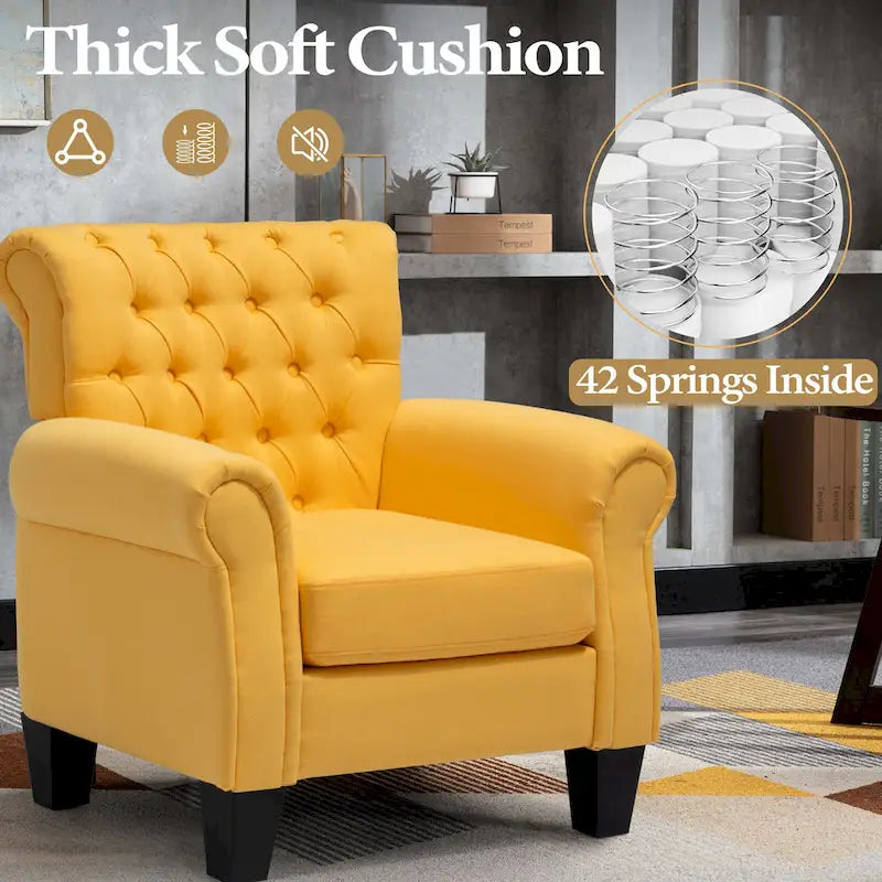 Fauteuil Club Confortable Fauteuil Simple d'Intérieur avec Accoudoirs et Assise Rembourrée