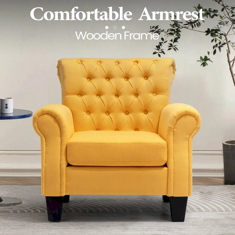 Fauteuil Club Confortable Fauteuil Simple d'Intérieur avec Accoudoirs et Assise Rembourrée