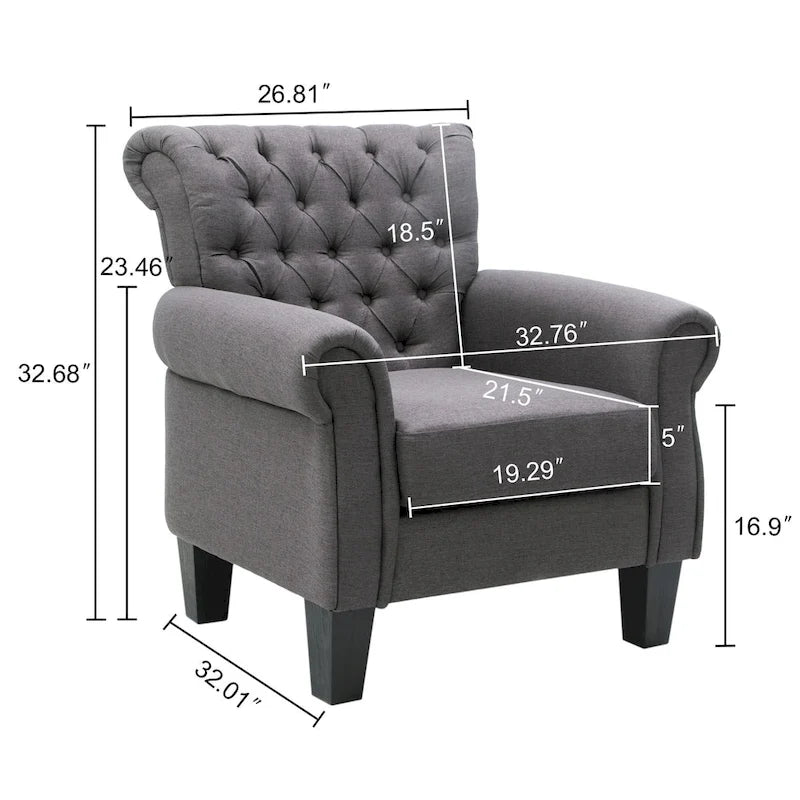 Fauteuil Club Confortable Fauteuil Simple d'Intérieur avec Accoudoirs et Assise Rembourrée