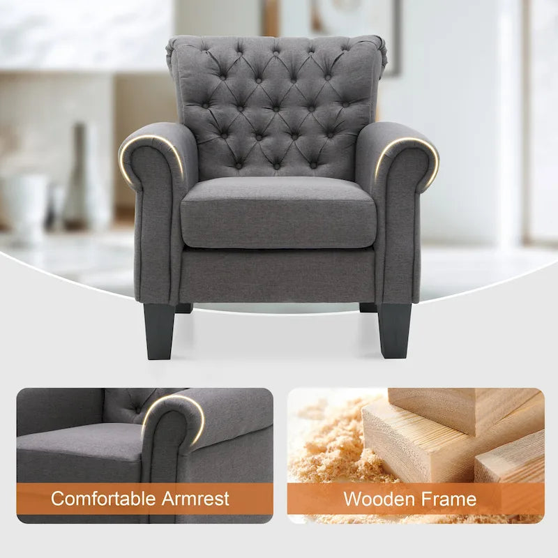 Fauteuil Club Confortable Fauteuil Simple d'Intérieur avec Accoudoirs et Assise Rembourrée