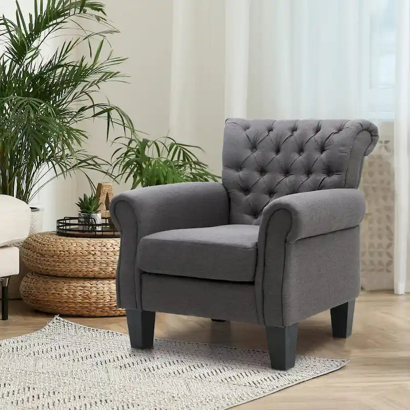 Fauteuil Club Confortable Fauteuil Simple d'Intérieur avec Accoudoirs et Assise Rembourrée