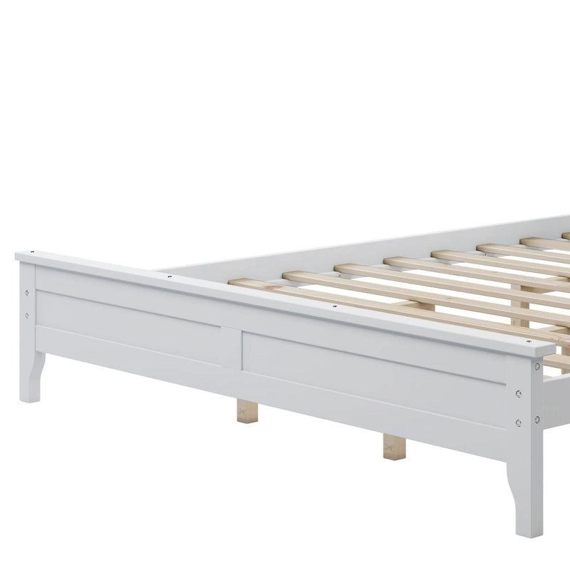 Lit plateforme queen en bois massif blanc moderne