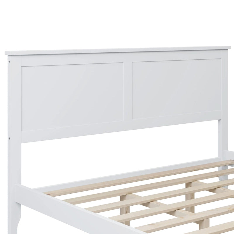 Lit plateforme queen en bois massif blanc moderne