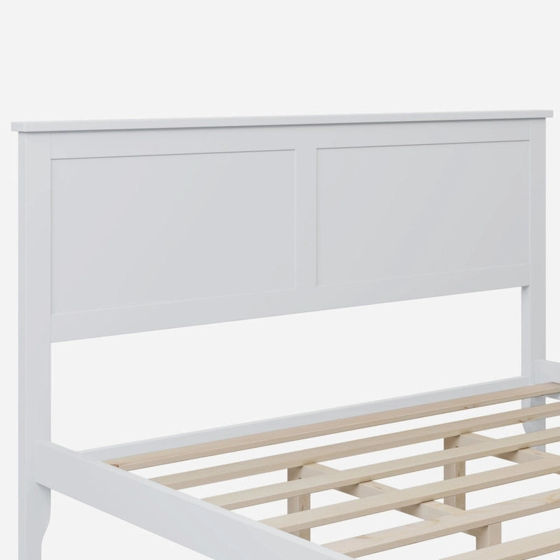 Lit plateforme queen en bois massif blanc moderne