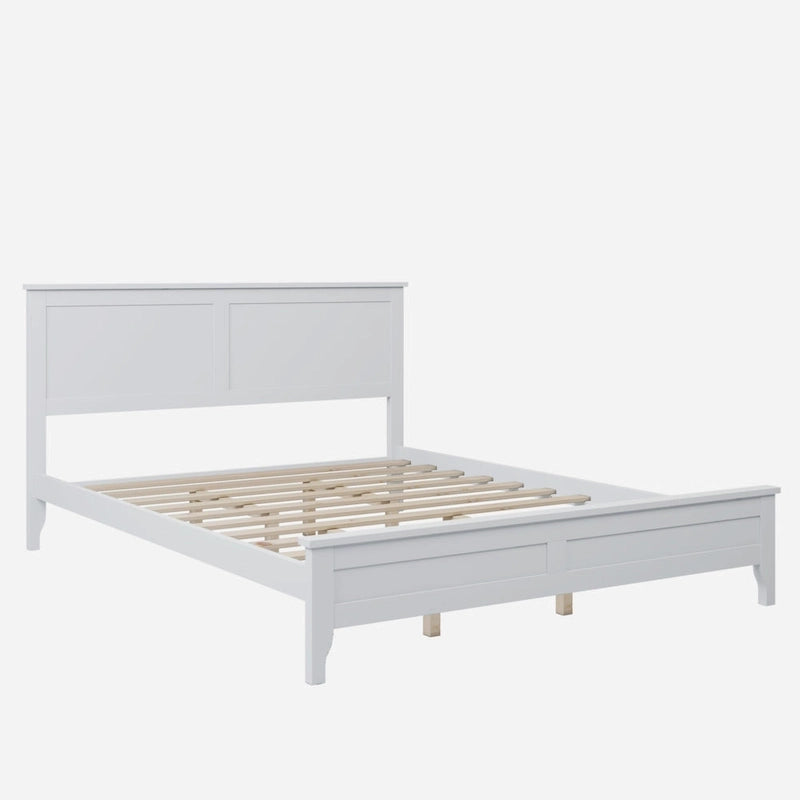 Lit plateforme queen en bois massif blanc moderne