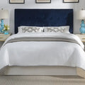 Steve Silver Roseau Navy Blue Velvet Queen Upholstered Headboard