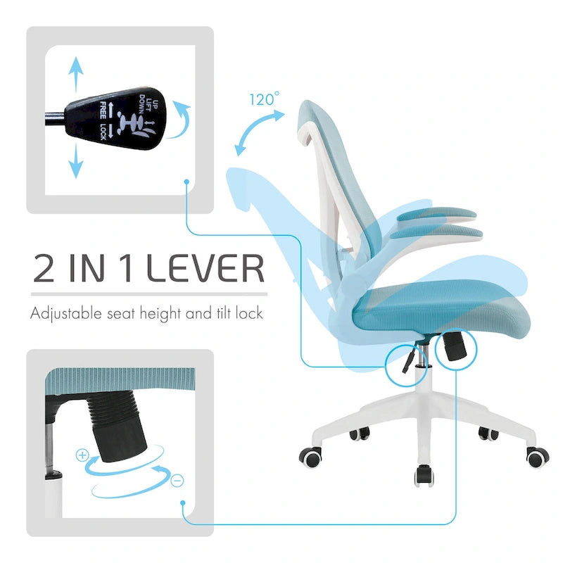Chaise de bureau ergonomique en filet avec base en nylon et mécanisme d'inclinaison