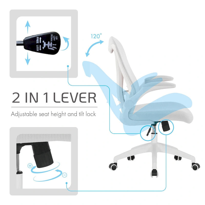 Chaise de bureau ergonomique en filet avec base en nylon et mécanisme d'inclinaison