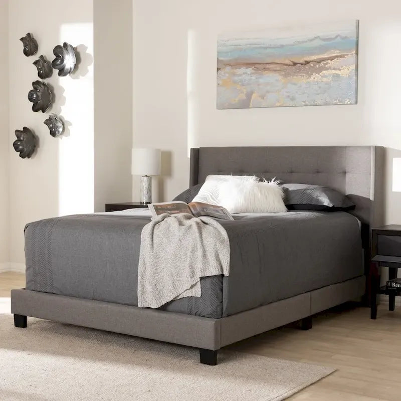 Lit en tissu capitonné contemporain par