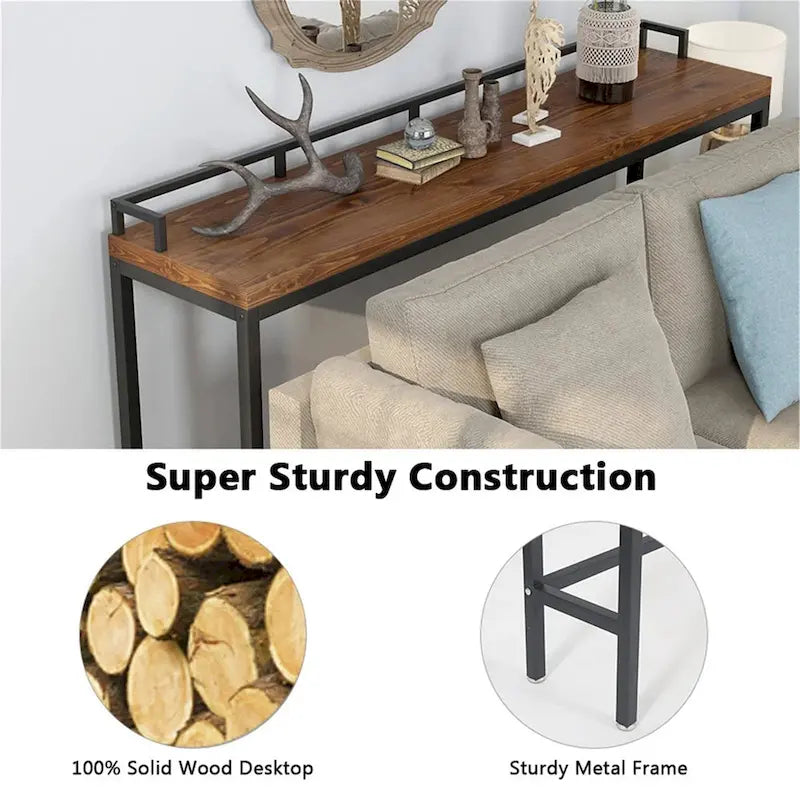Table console étroite, Table d'appoint derrière un canapé, Table d'entrée pour couloir